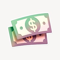 Dollar bills, money, 3D gradient design with white border