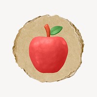 Red apple, 3D ripped paper psd