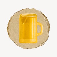 Beer glass, 3D ripped paper psd