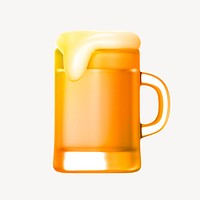 Beer glass icon, 3D gradient design psd