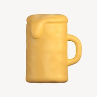 Beer glass icon, 3D clay texture design