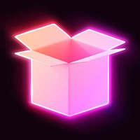 Open box icon, 3D neon glow psd