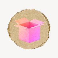 Open box, 3D ripped paper psd
