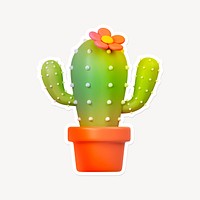 Cactus, 3D gradient design with white border