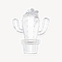 Cactus, 3D glass, white border design