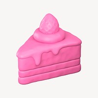 Pink cake, 3D clay texture design psd