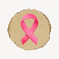 Breast cancer ribbon, 3D ripped paper psd