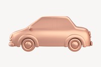 Car icon, 3D rose gold design psd