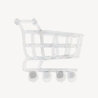 Shopping cart icon, 3D crystal glass psd