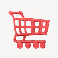 Shopping cart icon, 3D clay texture design psd