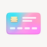 Credit card icon, 3D gradient design psd