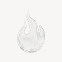 Flame icon, 3D crystal glass psd