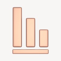 Bar charts icon, 3D rose gold design psd