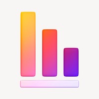 Bar charts icon, 3D gradient design psd