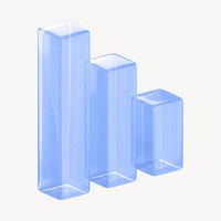 Bar charts icon, 3D transparent design psd