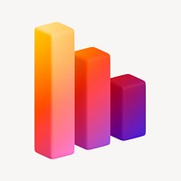 Bar charts icon, 3D gradient design psd