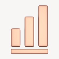 Bar charts icon, 3D rose gold design psd