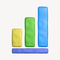 Bar charts icon, 3D clay texture design psd