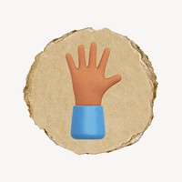 Tan hand, 3D ripped paper psd