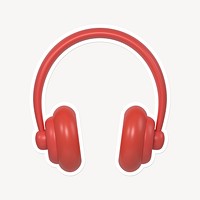 Red headphones, 3D white border design