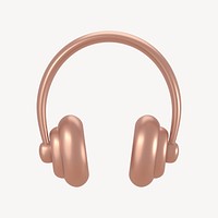 Headphones, music icon, 3D rose gold design