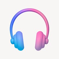 Headphones, music icon, 3D gradient design psd