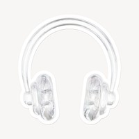 White headphones, 3D glass, white border design