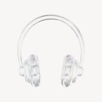 Headphones, music icon, 3D crystal glass psd