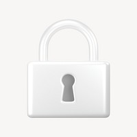 Lock icon, 3D minimal illustration psd