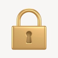 Lock icon, 3D gold design psd