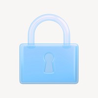 Lock icon, 3D transparent design
