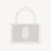 Lock icon, 3D crystal glass psd