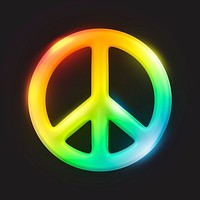 Peace icon, 3D neon glow psd