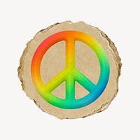 Peace symbol, 3D ripped paper psd
