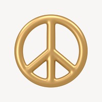 Peace icon, 3D gold design psd