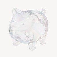 Piggy bank icon, 3D crystal glass