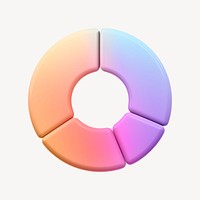 Pie chart icon, 3D gradient design psd
