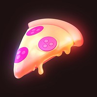 Pizza icon, 3D neon glow