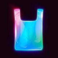 Plastic bag icon, 3D neon glow psd