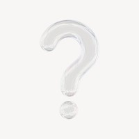 Question mark icon, 3D crystal glass psd