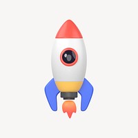 Rocket icon, 3D rendering illustration psd