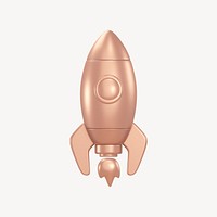 Rocket icon, 3D rose gold design psd