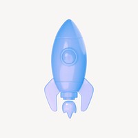 Rocket icon, 3D transparent design psd