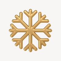 Snowflake icon, 3D gold design psd