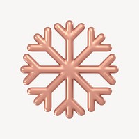 Snowflake icon, 3D rose gold design