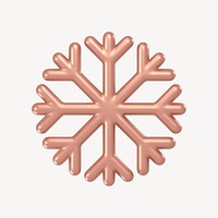 Snowflake icon, 3D rose gold design psd