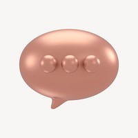 Speech bubble icon, 3D rose gold design psd