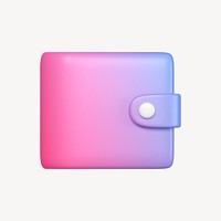 Wallet icon, 3D gradient design psd