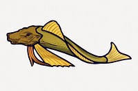 Fish sticker, vintage animal illustration