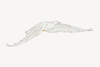 Flying dove bird sticker, vintage animal illustration vector